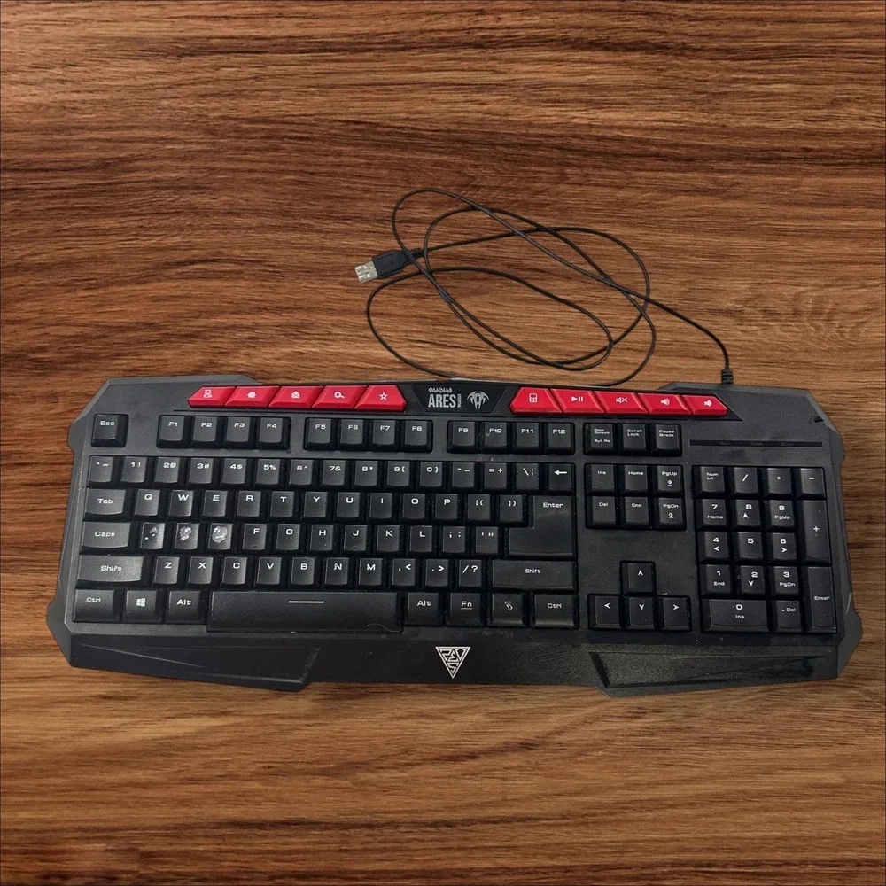 GAMDIAS ARES V2 Gaming Keyboard USB Wired Ergonomic Red‎ Accents PC Computer